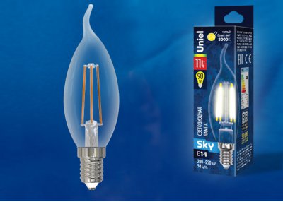 Лампа светодиодная Uniel LED-CW35-11W/3000K/E14/CL PLS02WH