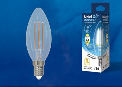 Лампа светодиодная Uniel LED-C35-9W/4000K/E14/CL/DIM GLA01TR