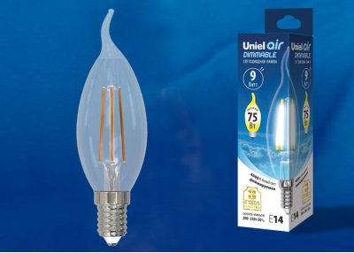 Лампа светодиодная Uniel LED-CW35-9W/4000K/E14/CL/DIM GLA01TR