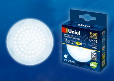 Лампа светодиодная Uniel LED-GX53-16W/6500K/GX53/FR PLZ01WH