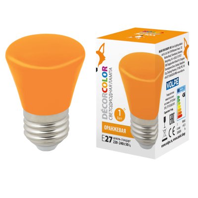 Лампа светодиодная Volpe LED-D45-1W/ORANGE/E27/FR/С BELL Лампа светодиодная Volpe LED-D45-1W/ORANGE/E27/FR/С BELL