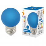 Лампа светодиодная Volpe LED-G45-1W/BLUE/E27/FR/С