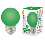 Лампа светодиодная Volpe LED-G45-1W/GREEN/E27/FR/С