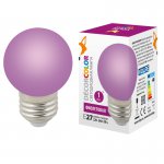 Лампа светодиодная Volpe LED-G45-1W/PURPLE/E27/FR/С