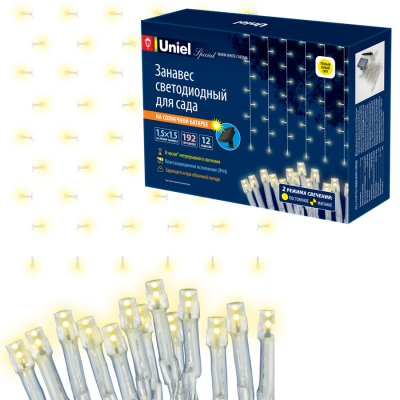 Садовый светильник на солнечной батарее Uniel USL-S-131/PT1515 WARM WHITE CURTAIN Садовый светильник на солнечной батарее Uniel USL-S-131/PT1515 WARM WHITE CURTAIN