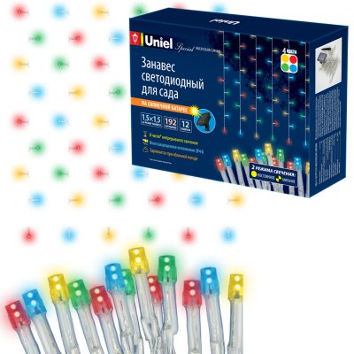 Садовый светильник на солнечной батарее Uniel USL-S-132/PT1515 MULTICOLOR CURTAIN Садовый светильник на солнечной батарее Uniel USL-S-132/PT1515 MULTICOLOR CURTAIN