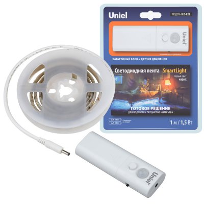 Комплект светодиодной ленты Uniel ULS-R22-1,5W/4000K/1,0M/2AA SENSOR Smart Light блистер