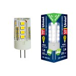 Лампа светодиодная Uniel LED-JC-220/3W/4000K/G4/CL GLZ09TR