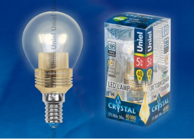 Лампа светодиодная пятилепестковая Uniel LED-G45P-5W/WW/E14/CL ALC02GD пластик