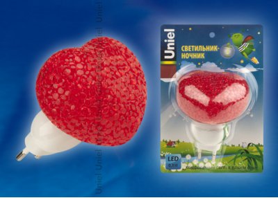 Светодиодный светильник-ночник Uniel DTL-309-Сердечко/RED/1LED/0,1W