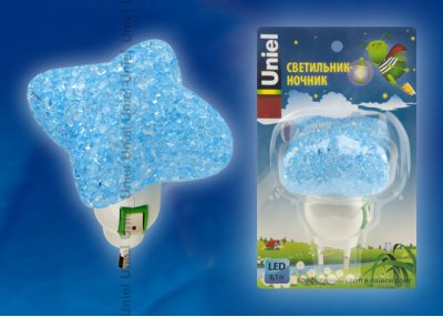 Светодиодный светильник-ночник Uniel DTL-309-Звездочка/BLUE/1LED/0,1W