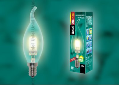 Лампа галогенная Uniel HCL-28/CL/E14 flame