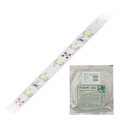 Гибкая светодиодная лента Volpe ULS-Q121 3528-60LED/m-8mm-IP20-DC12V-4,8W/m-3M-DW Гибкая светодиодная лента Volpe ULS-Q121 3528-60LED/m-8mm-IP20-DC12V-4,8W/m-3M-DW