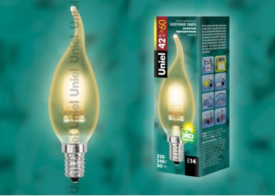 Лампа галогенная Uniel HCL-42/CL/E14 flame gold