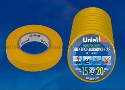 Изоляционная лента Uniel UIT-135P 20/15/10 YEL