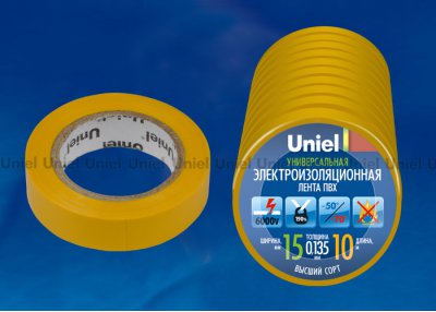 Изоляционная лента Uniel UIT-135P 10/15/10 YEL