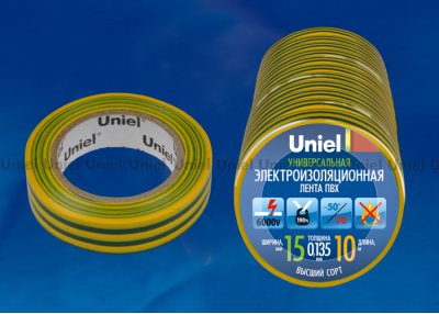 Изоляционная лента Uniel UIT-135P 10/15/10 YGR
