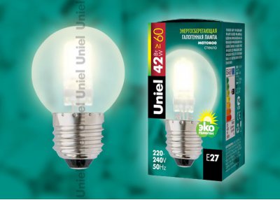 Лампа галогенная Uniel HCL-42/FR/E27 globe