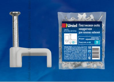Пластиковая скоба Uniel UCC-S19 White 100 POLYBAG