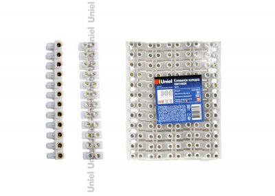 Клеммная колодка винтовая Uniel UTС-D-12 / UPE-080 White 10 SHRK