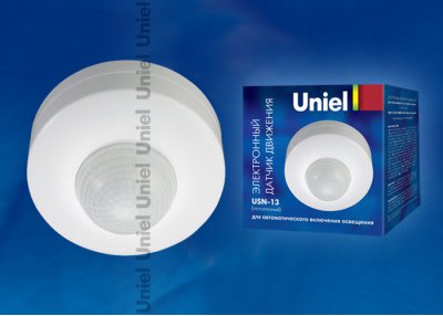 Датчик движения Uniel USN-13-360R-1200W-3LUX-12M-0,6-1,5m/s-WH Датчик движения Uniel USN-13-360R-1200W-3LUX-12M-0,6-1,5m/s-WH