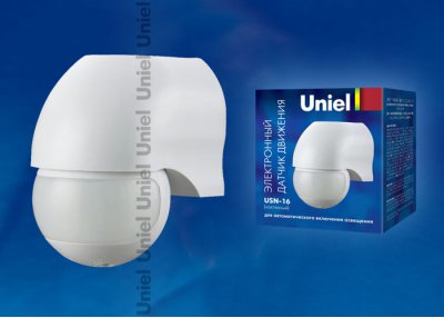 Датчик движения Uniel USN-16-180R-1200W-3LUX-12M-0,6-1,5m/s-WH Датчик движения Uniel USN-16-180R-1200W-3LUX-12M-0,6-1,5m/s-WH