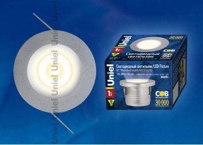 Светильник светодиодный Uniel ULM-R02-1W/WW IP20 Sand Silver