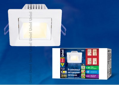 Светильник встраиваемый Uniel ULМ-S61A-3W/WW WHITE