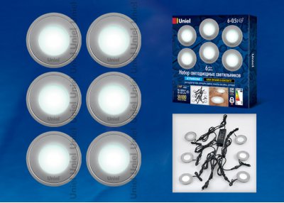 Комплект из 6 светильников Uniel ULM-R06-0,5W*6/NW IP67 SILVER