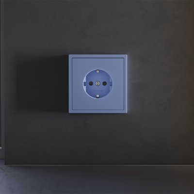 Накладка для розетки с заземлением и защитными шторками, S70 (деним)