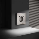 Накладка для розетки с заземлением и защитными шторками, с USB A+A, S70 (кашемир)