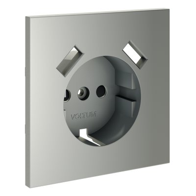 Накладка для розетки с заземлением и защитными шторками, с USB A+A, S70 (сталь)