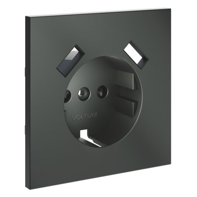 Накладка для розетки с заземлением и защитными шторками, с USB A+A, S70 (титан)