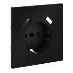 Накладка для розетки с заземлением и защитными шторками, с USB A+A, S70 (черный матовый)