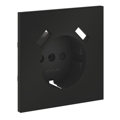 Накладка для розетки с заземлением и защитными шторками, с USB A+A, S70 (черный матовый)