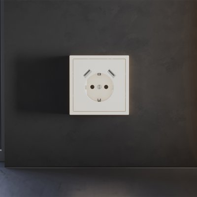 Накладка для розетки с заземлением и защитными шторками, с USB A+A, S70 (хлопок)