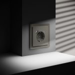 Накладка для розетки с заземлением и защитными шторками, с USB A+C, S70 (шелк)