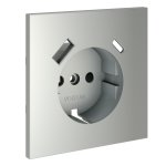 Накладка для розетки с заземлением и защитными шторками, с USB A+C, S70 (сталь)
