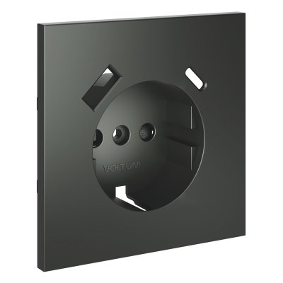 Накладка для розетки с заземлением и защитными шторками, с USB A+C, S70 (титан)