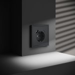 Накладка для розетки с заземлением и защитными шторками, с USB A+C, S70 (графит)