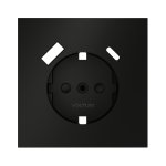 Накладка для розетки с заземлением и защитными шторками, с USB A+C, S70 (черный матовый)