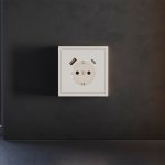 Накладка для розетки с заземлением и защитными шторками, с USB A+C, S70 (хлопок)