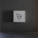 Накладка для розетки с заземлением и защитными шторками, с USB A+C, S70 (серый)