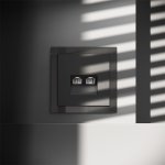 Накладка для розетки компьютерной двойной RJ45+RJ45 кат.6, S70 (черный матовый)