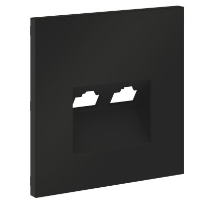 Накладка для розетки компьютерной двойной RJ45+RJ45 кат.6, S70 (черный матовый)