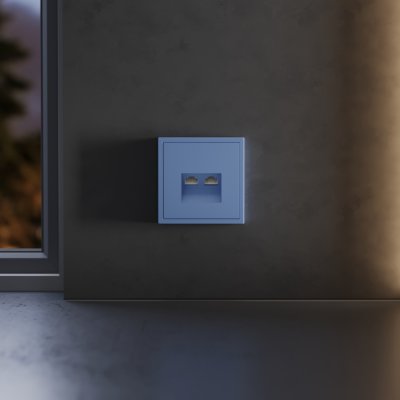 Накладка для розетки компьютерной двойной RJ45+RJ45 кат.6, S70 (деним)