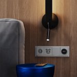 Выключатель встраиваемый VOLTUM S70 одноклавишный с подсветкой 10А, (сталь) (VLS010205)