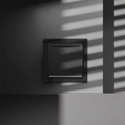 Выключатель встраиваемый VOLTUM S70 карточный 16А, (черный матовый)