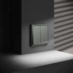 Выключатель встраиваемый VOLTUM S70 двухклавишный 10А, (титан) (VLS020106)