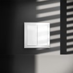 Выключатель встраиваемый VOLTUM S70 двухклавишный с подсветкой 10А, (белый глянцевый) (VLS020201)